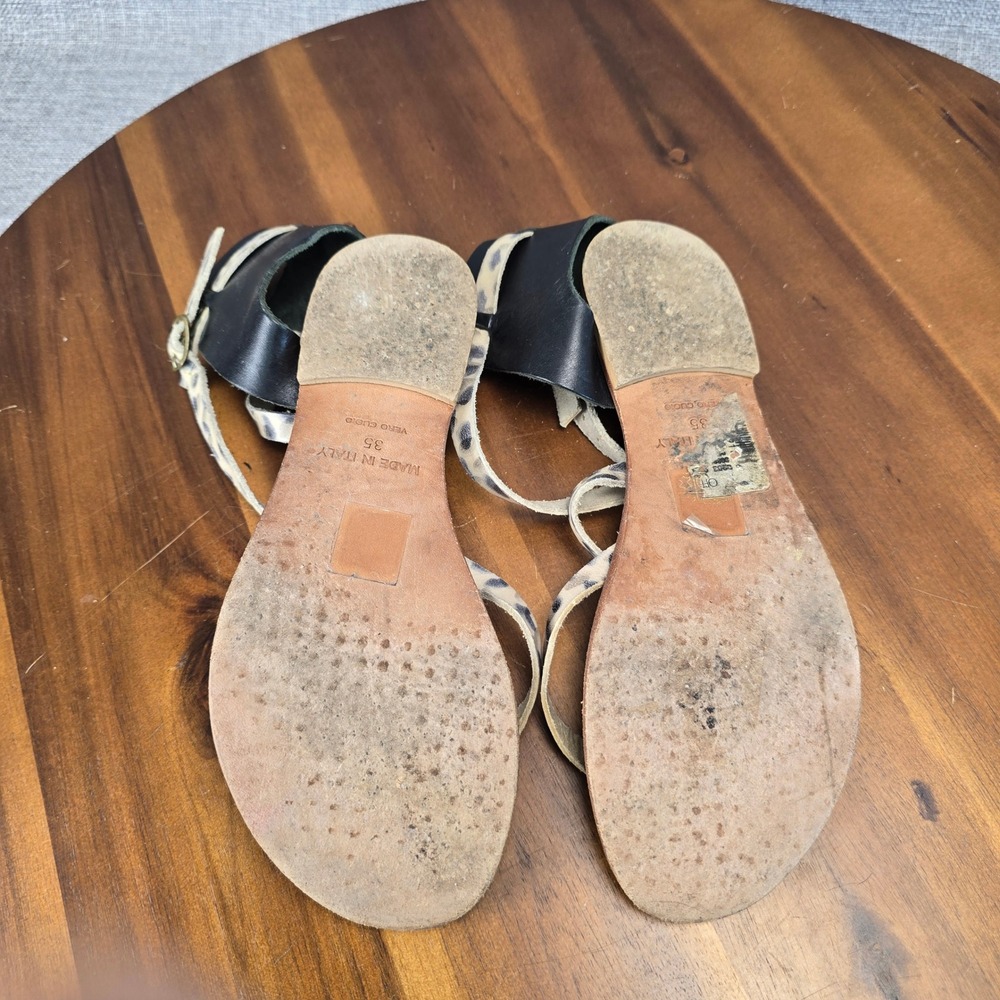 Joie A La Plage Womens Leopard Print Leather Gladiator Sandals Italy Size 35 - Picture 6 of 15